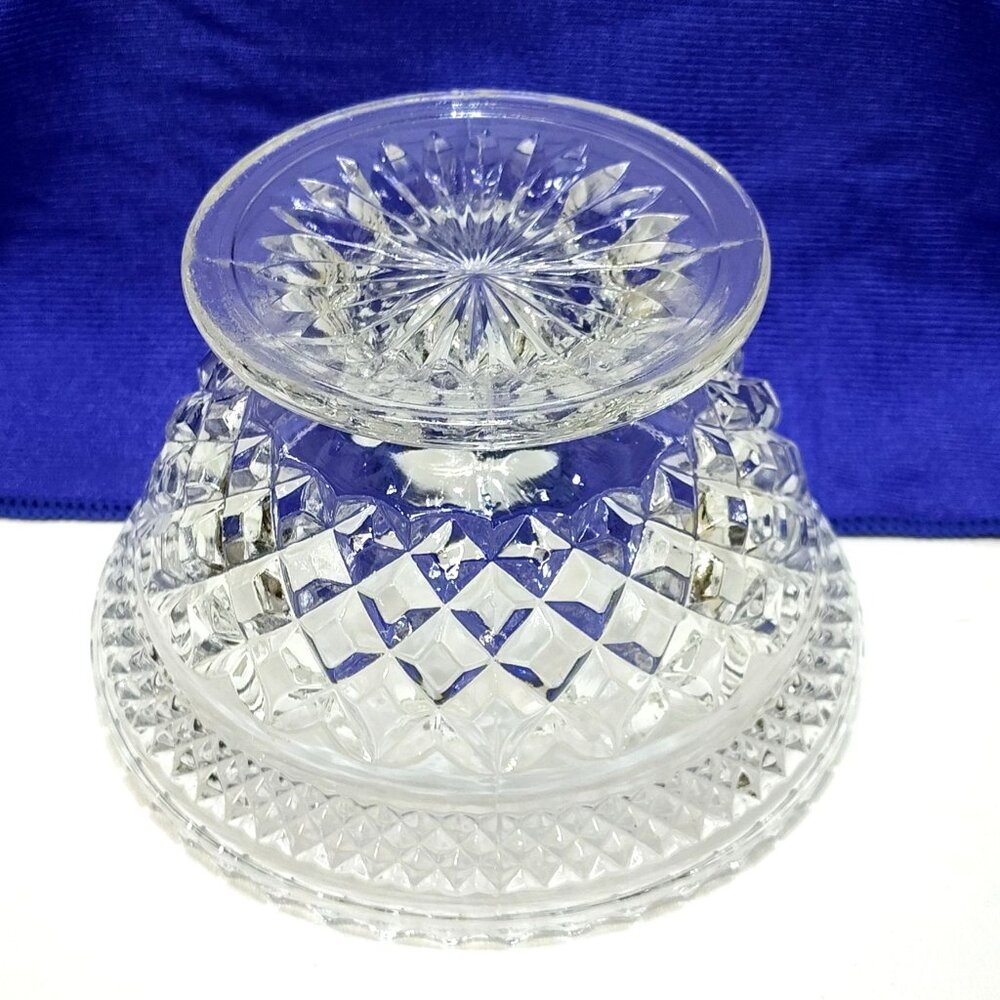 Anchor Hocking Wexford Candy Dish Crisscross Pattern Footed Centerpiece Vintage - Picture 7 of 11